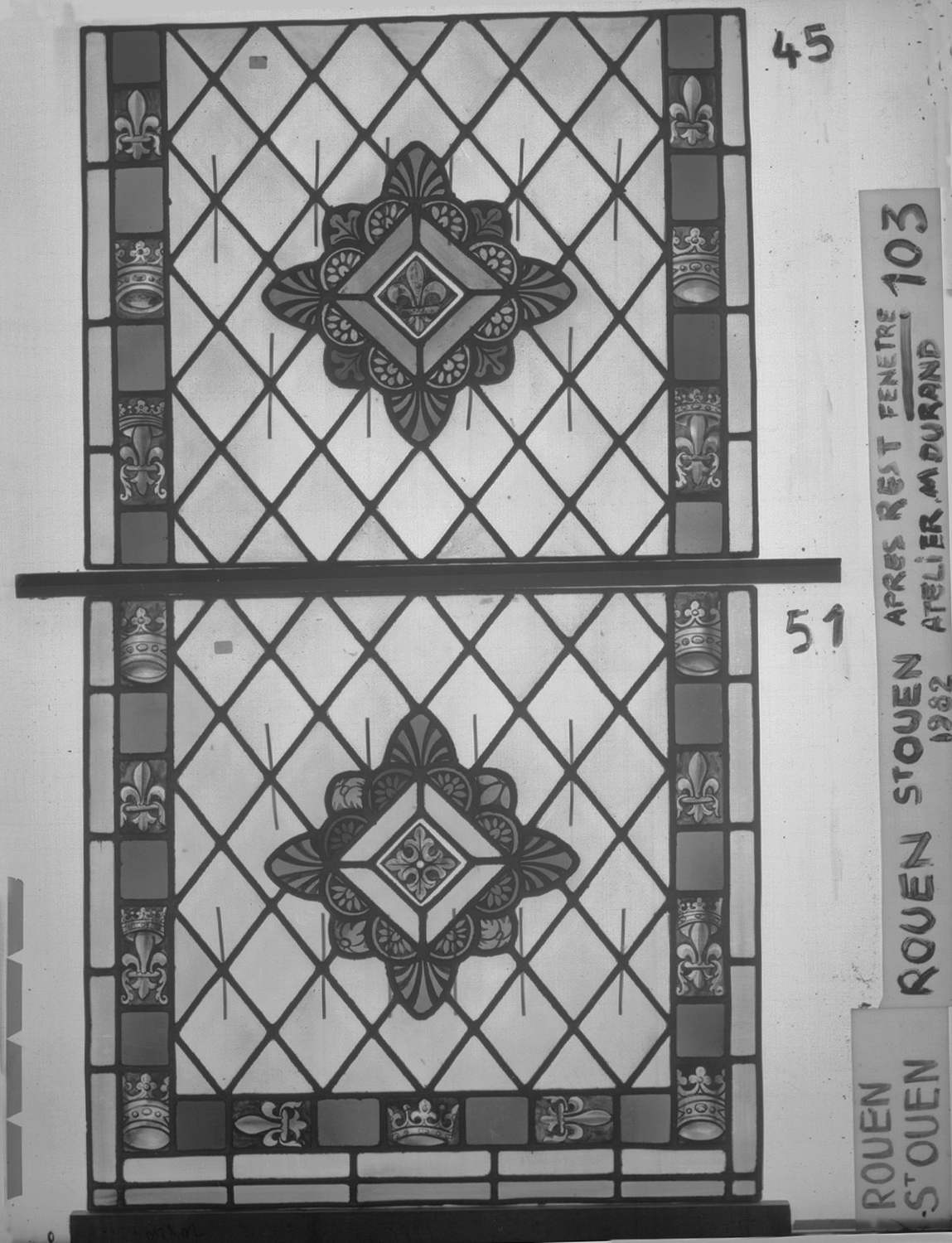 Fenêtre 103 ; 6 fenêtres du triforium Nord de la nef ; Panneaux 45 - 51