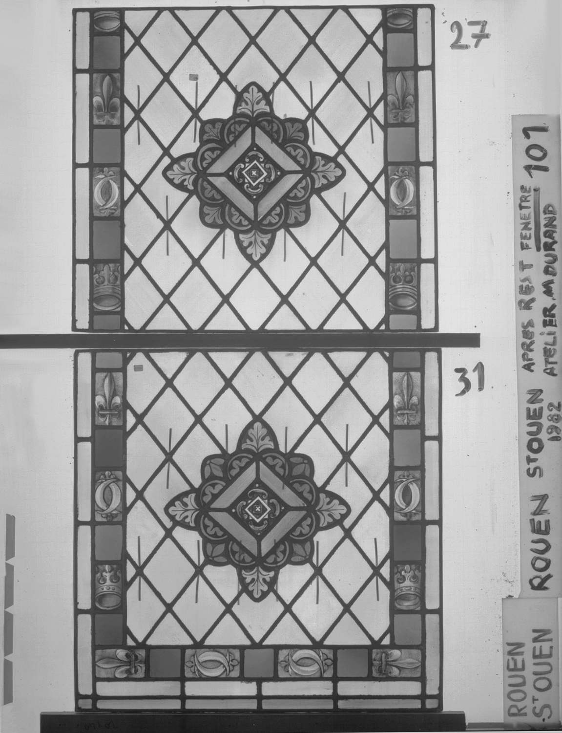 Fenêtre 101 ; 6 fenêtres du triforium Nord de la nef ; Panneaux 27 - 31