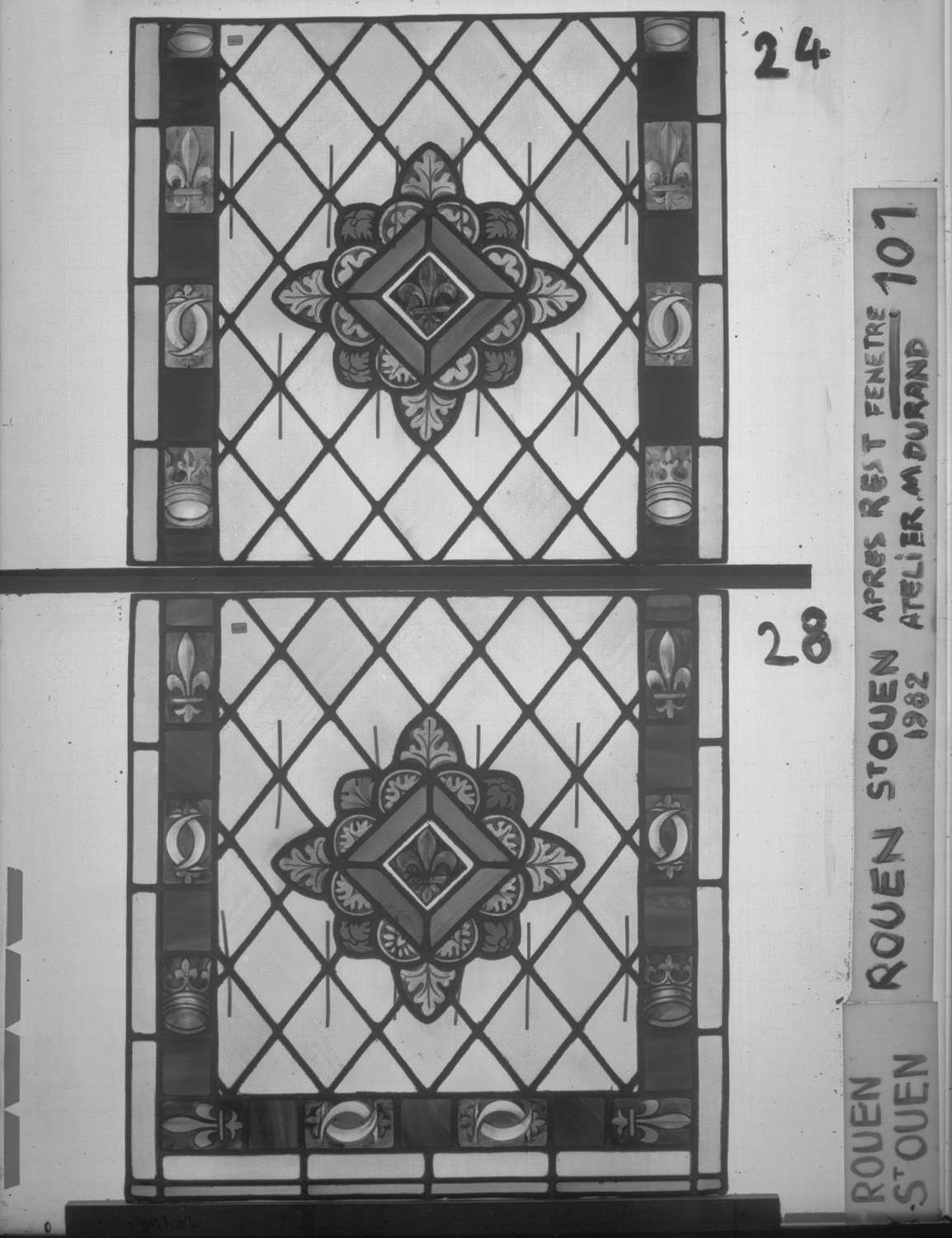 Fenêtre 101 ; 6 fenêtres du triforium Nord de la nef ; Panneaux 24 - 28