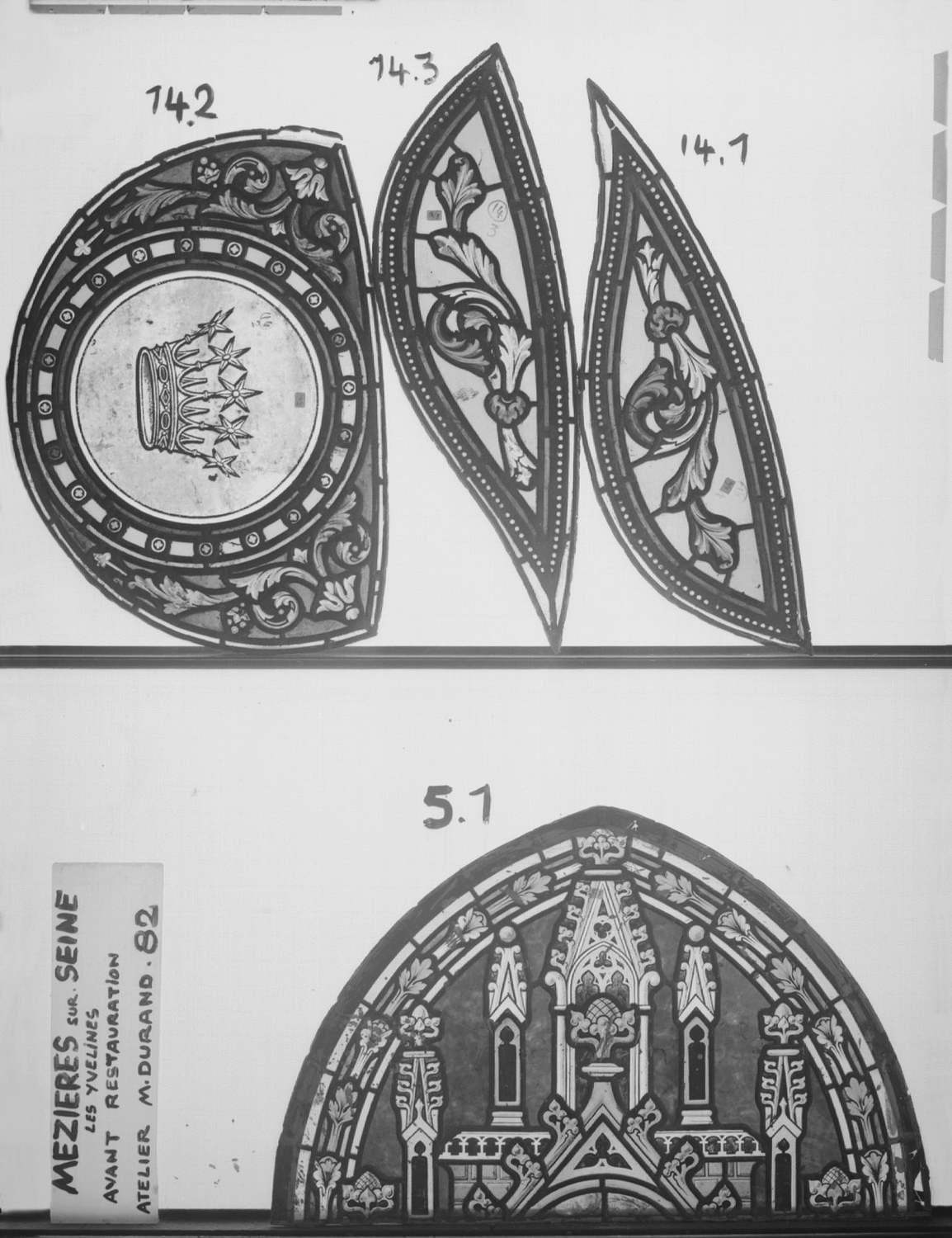Fenêtre 14 ; panneaux 1 - 2 – 3 ; Fenêtre 5 ; panneau 1