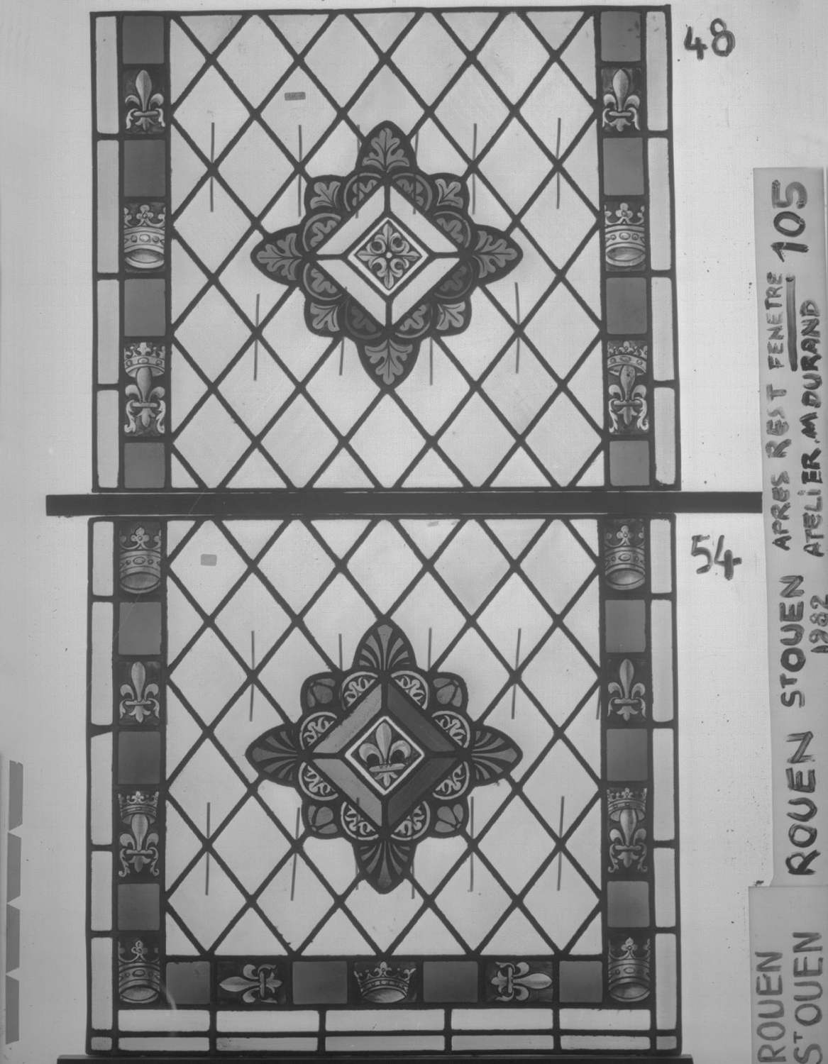 Fenêtre 105 ; 6 fenêtres du triforium Nord de la nef ; Panneaux 48 - 54