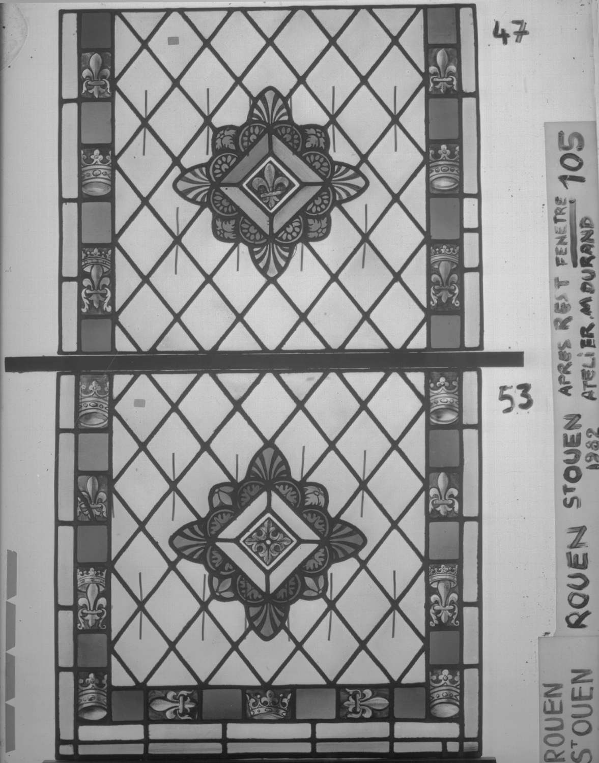 Fenêtre 105 ; 6 fenêtres du triforium Nord de la nef ; Panneaux 47 - 53