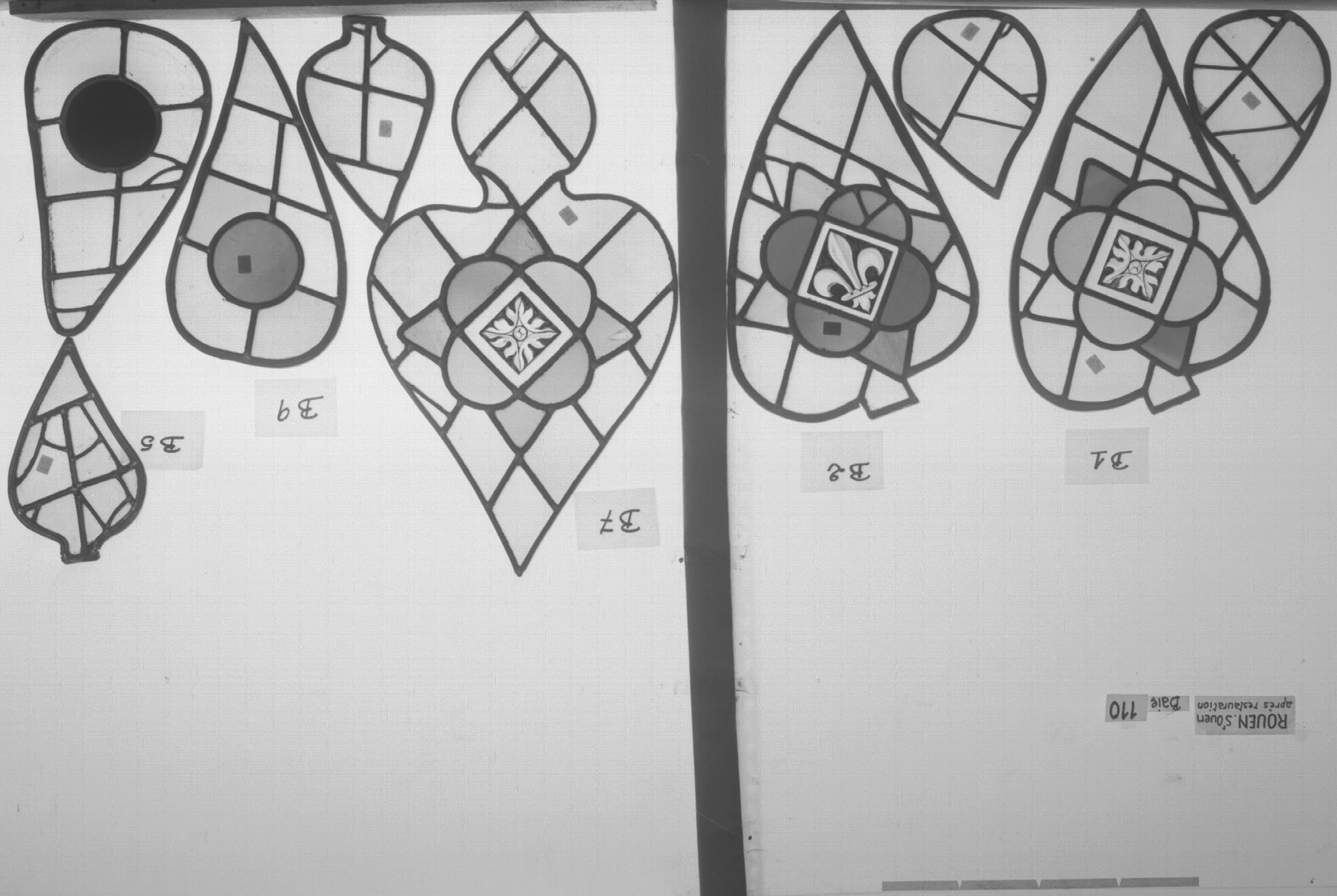 Baie 110 ; Triforium ; Fragments B1 - B2 - B7 - B9 - B5