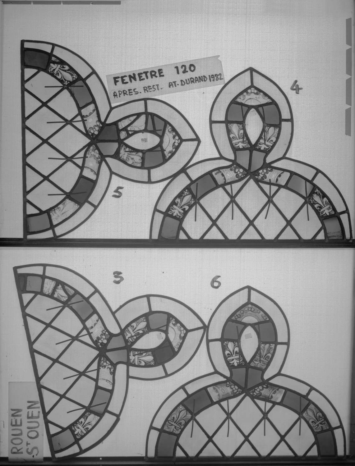 Baie 120 ; 4 fenêtres du triforium Sud de la nef ; Lobes 3 - 4 - 5 - 6