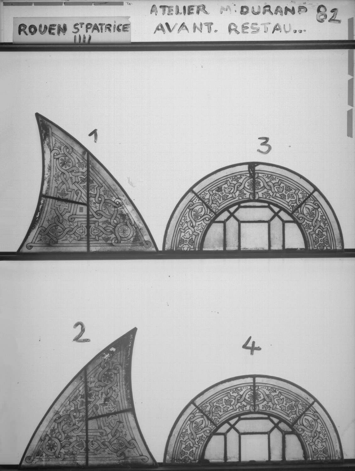 Fenêtre de façade ; Fragments 1 - 2 - 3 - 4