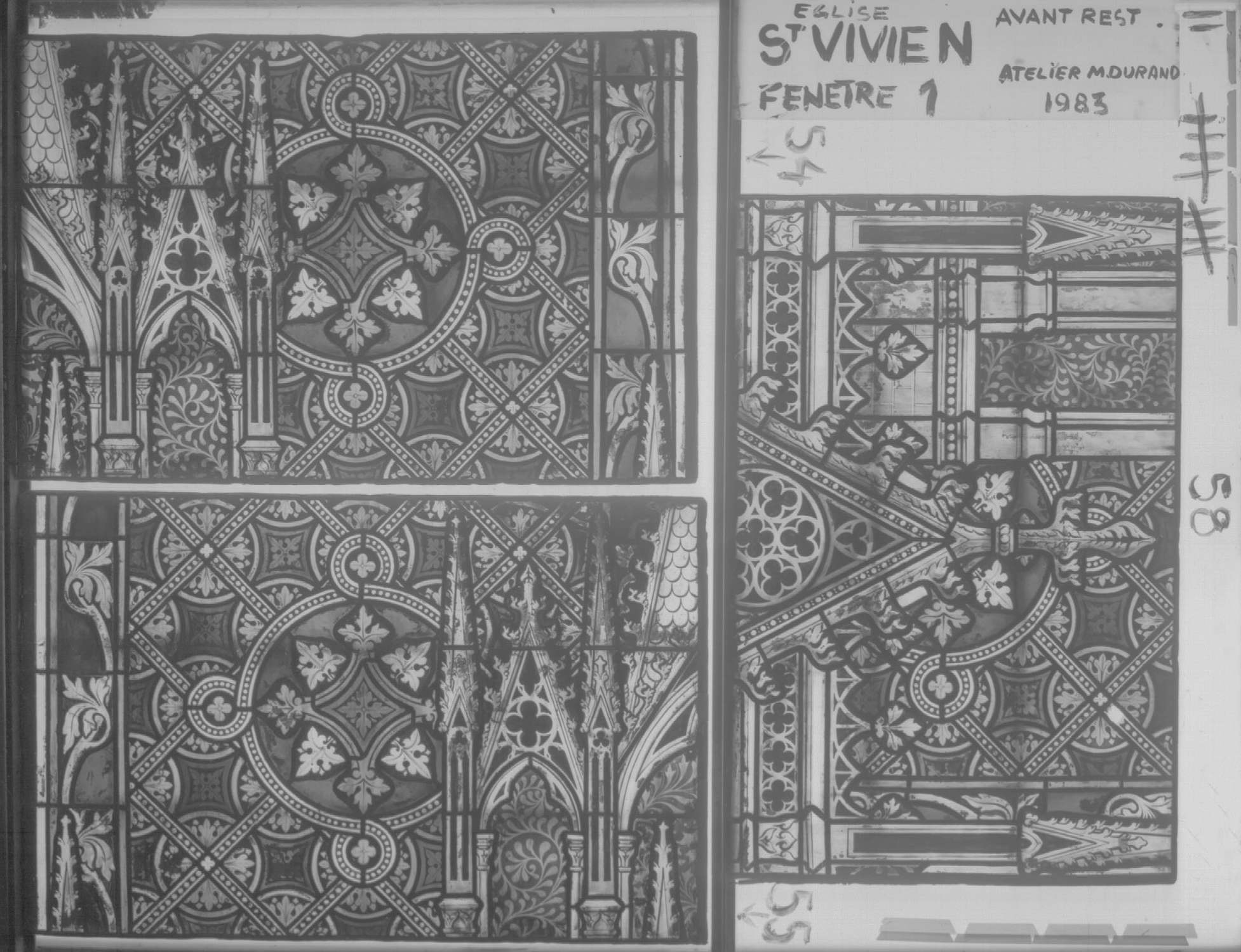 Fenêtre 1 ; Façade Ouest ; Panneaux 54 - 55 - 58