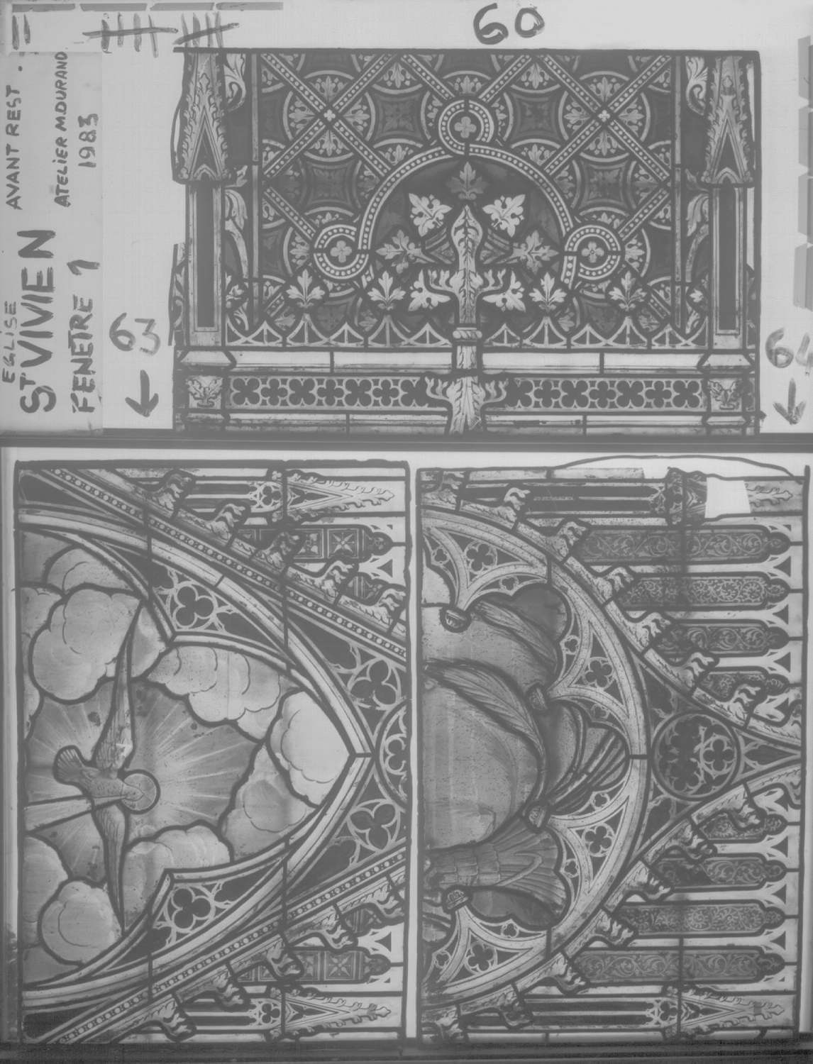 Fenêtre 1 ; Façade Ouest ; Panneaux 60 - 63 - 64