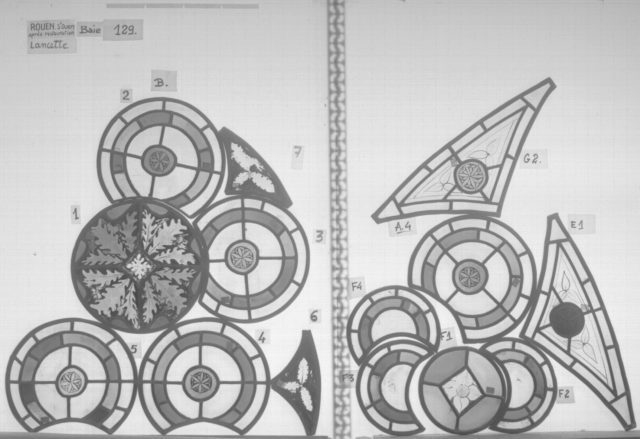 Baie 129 ; Lancette B ; Fragments 1 - 2 - 3 - 4 - 5 - 6 - 7