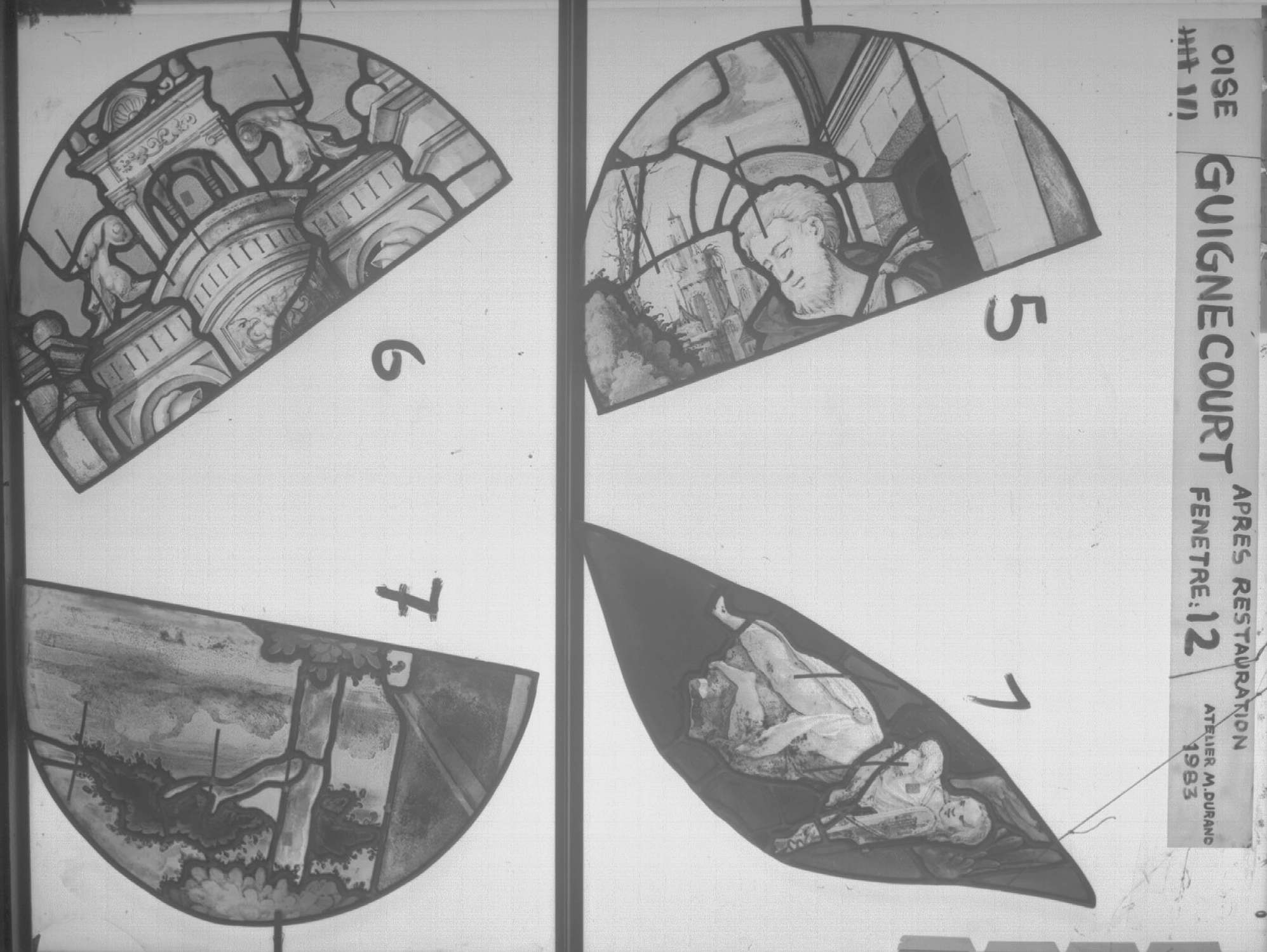 Fenêtre 12 ; Fragments 1 - 5 - 6 - 7