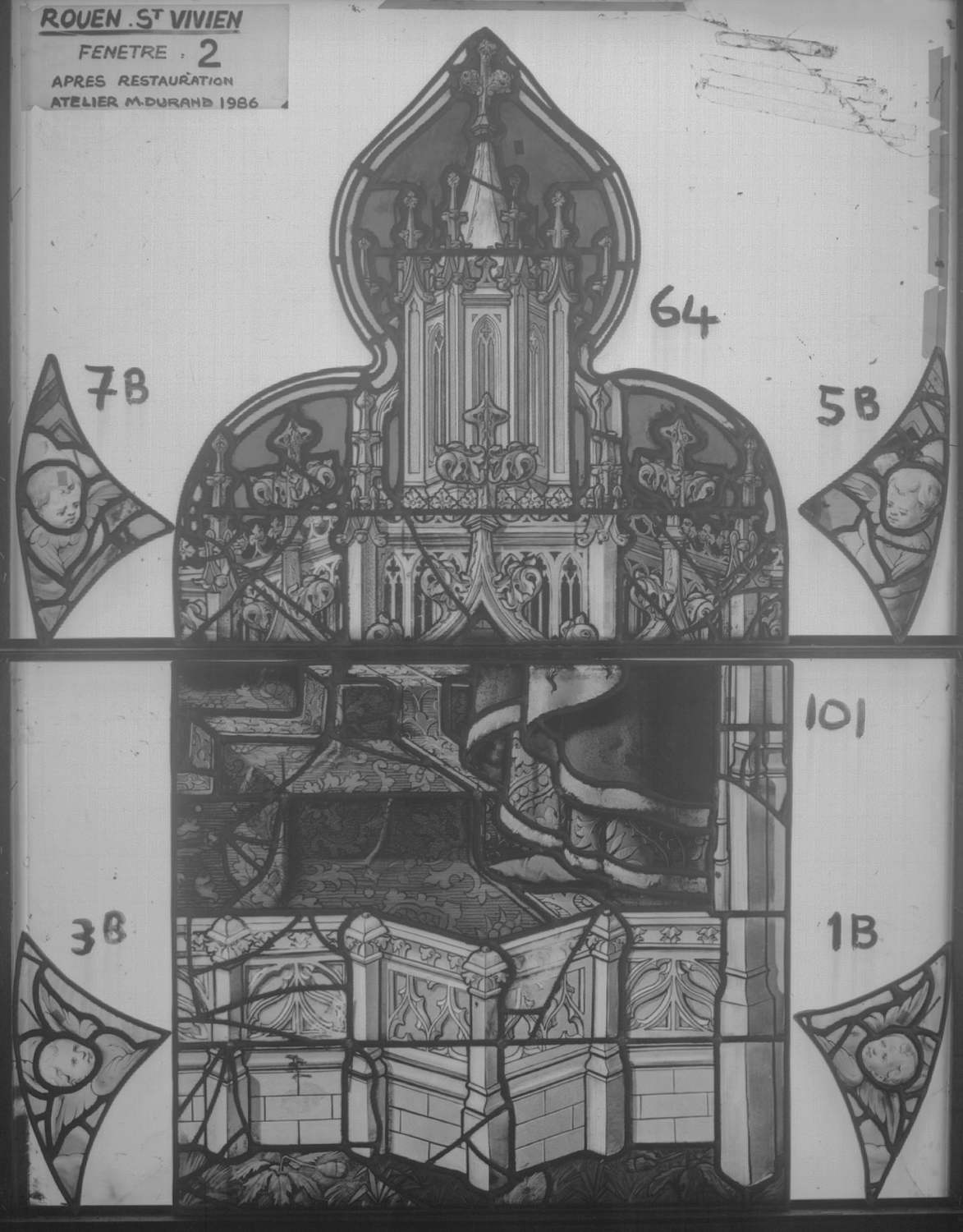 Fenêtre 2 ; Panneaux 7B - 3B64 - 5B - 101 - 1B