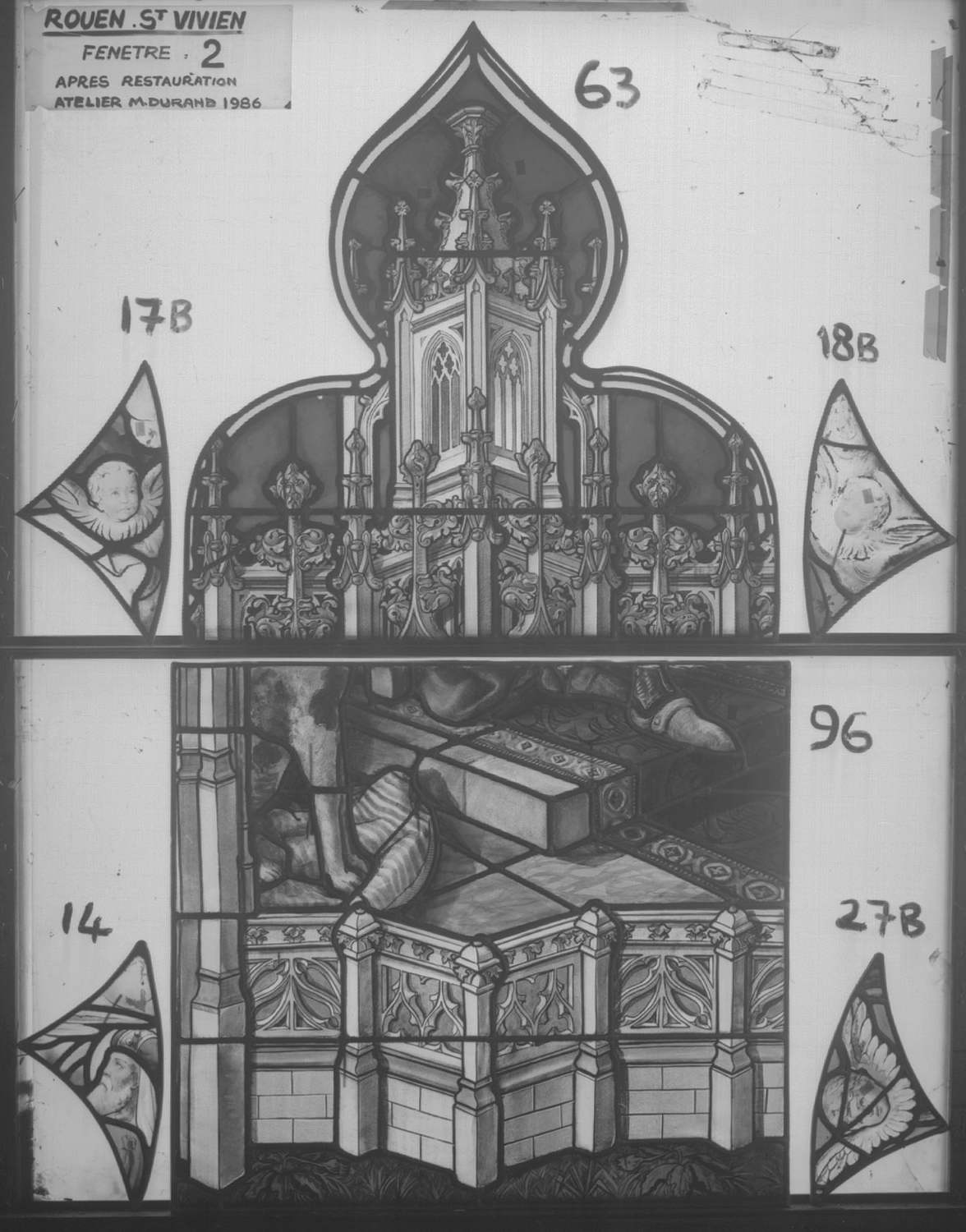 Fenêtre 2 ; Panneaux 17B - 14 - 63 - 18B - 96 - 27B