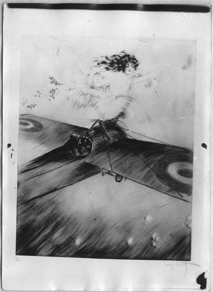 Gravure de Louis Icart, « Haut les ailes ! »