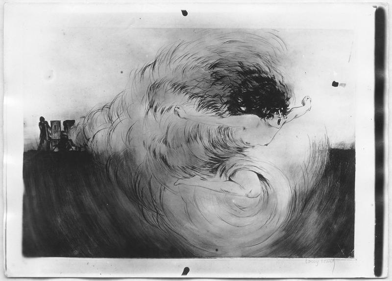 Gravure de Louis Icart, « La voix du canon »