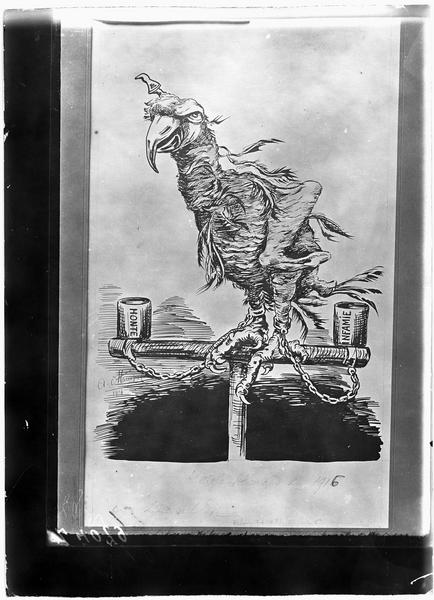 Caricature par d’Hampol, L’aigle allemand en 1916