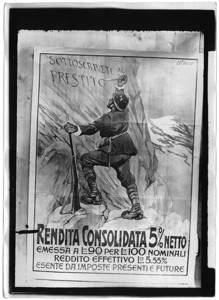 Affiche italienne par par U. Finnozi, Rendita consolidata 5% netto. Emprunt de guerre