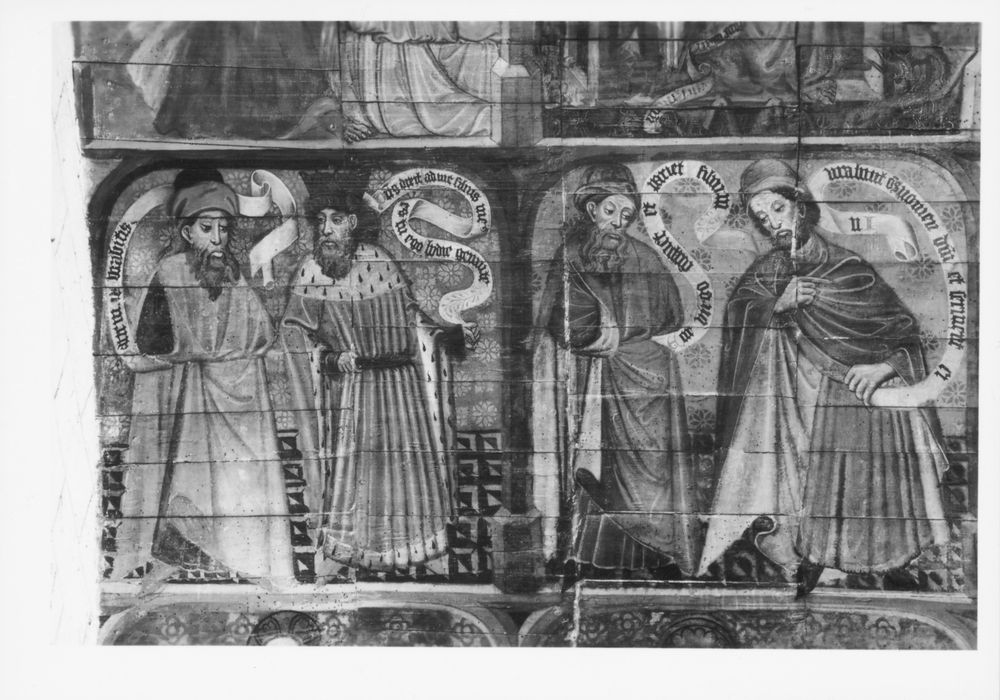 peintures monumentales : légende de sainte Marguerite, légende de saint Fiacre, vue partielle