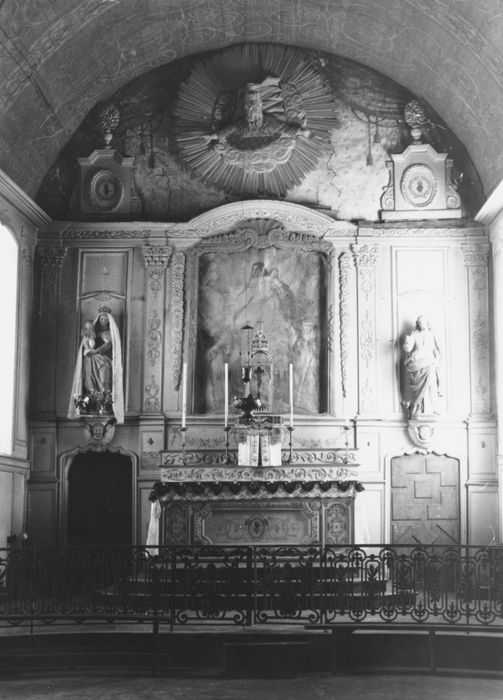 maître-autel, tabernacle, retable, tableau : Remise du rosaire à saint Dominique et à sainte Catherine de Sienne (la)
