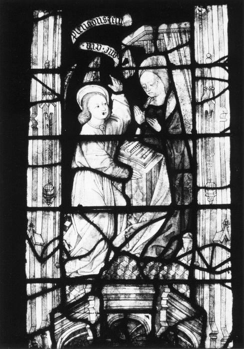verrière : scènes de la vie de la Vierge et du Christ, détail
