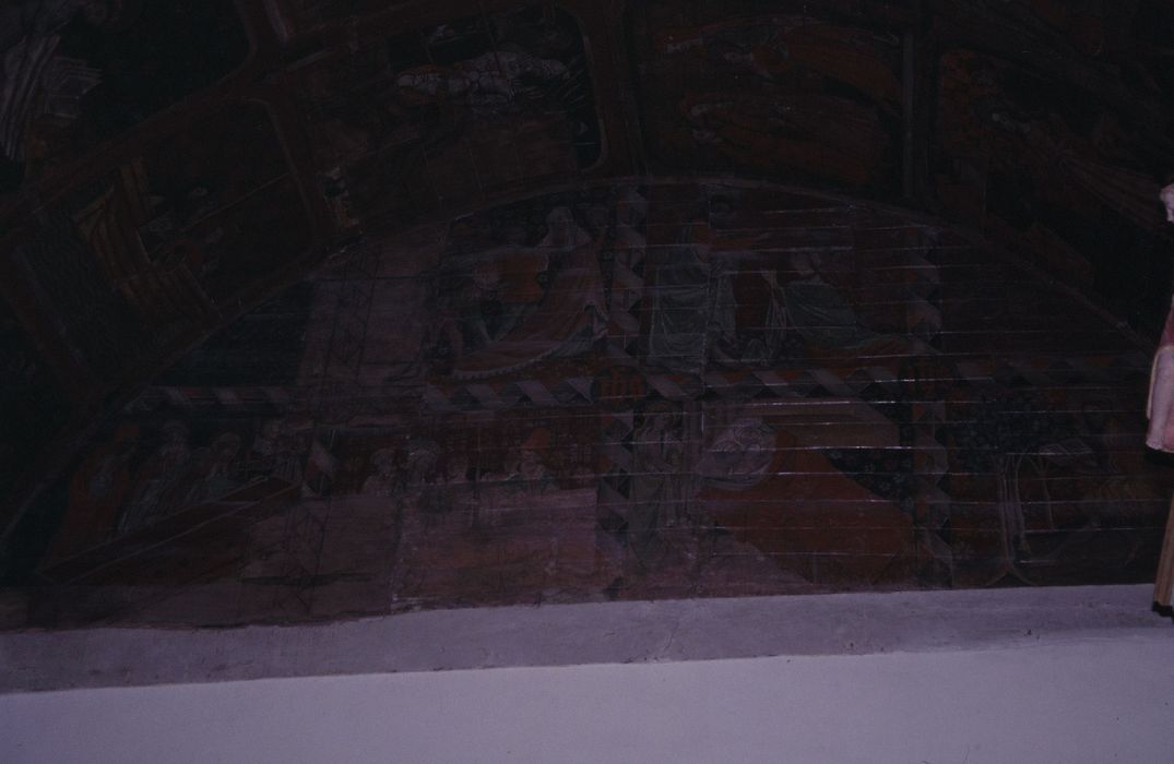 peintures monumentales : légende de sainte Marguerite, légende de saint Fiacre, vue partielle