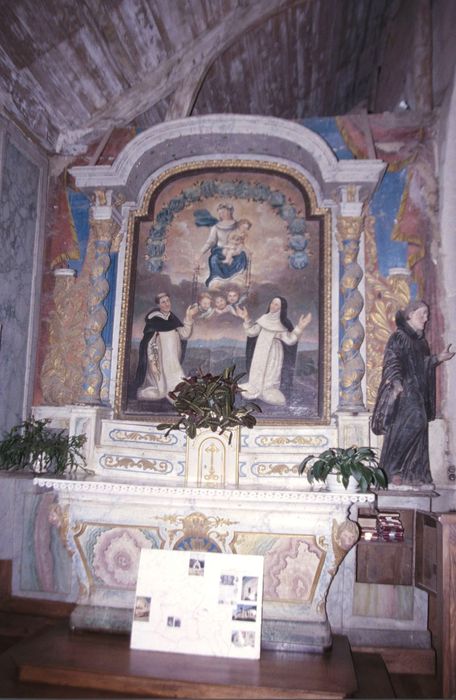 autel latéral nord, retable, tableau : Donation du Rosaire