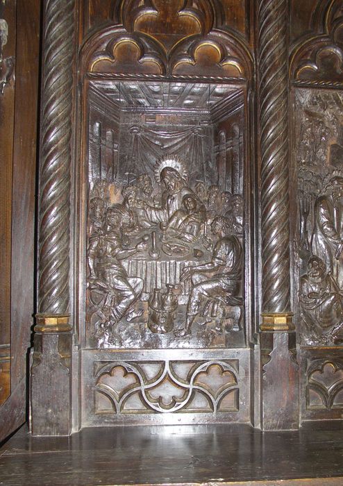 retable, détail d'un panneau : Cène (la)
