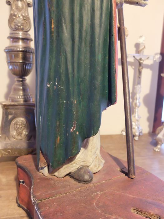 statue-tronc : Saint Eloi, détail