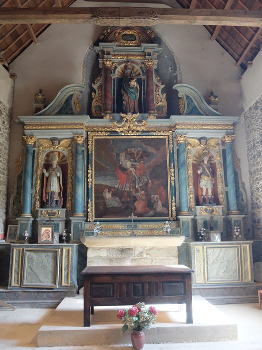 retable, tableau, statues : Descente de Croix, saint Symphorien, saint Guillaume, Vierge à l'Enfant