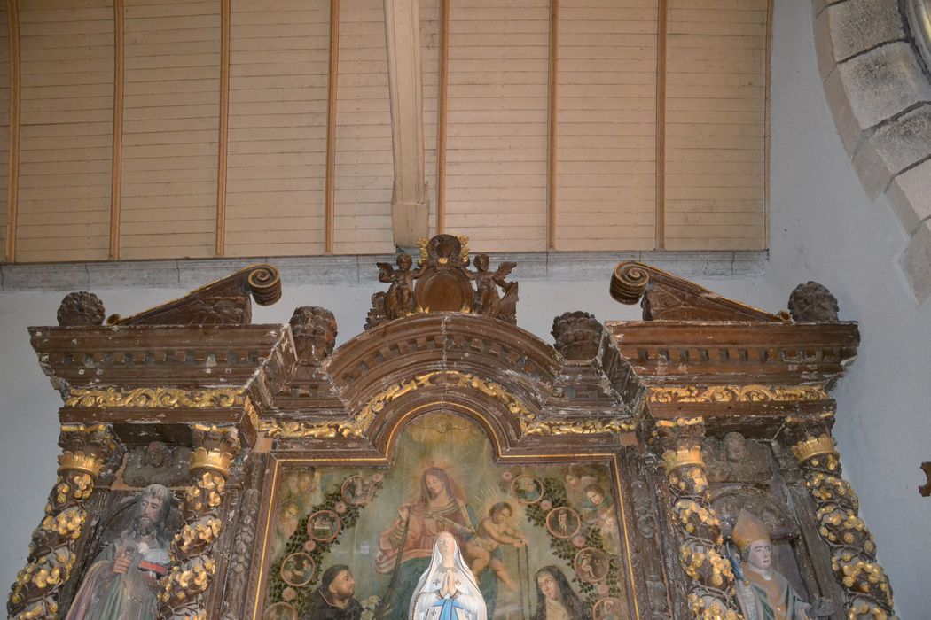 retable latéral sud, tableau : Remise du rosaire, vue partielle