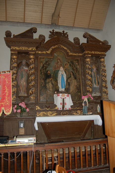 retable latéral sud, tableau : Remise du rosaire, vue partielle