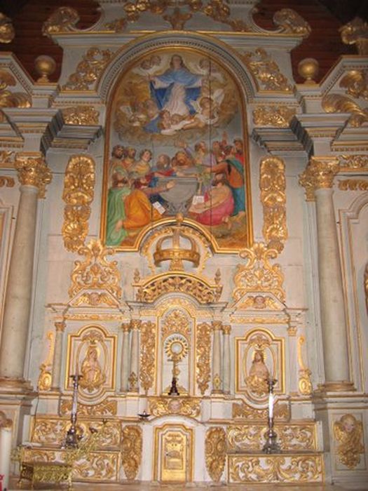 maître-autel, retable, bas-relief : Assomption de la Vierge