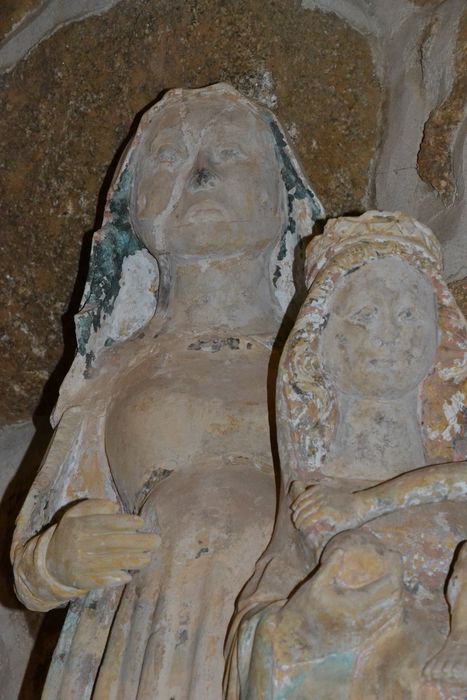 groupe sculpté : sainte Anne, la Vierge et l'Enfant, vue partielle
