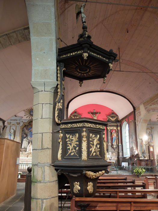 chaire à prêcher et peinture (panneau peint) : Christ enseignant (?)