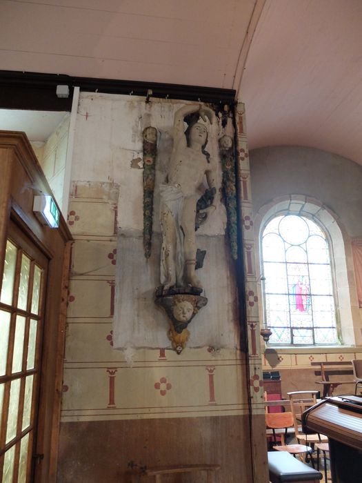statue et fragment de sa niche : Saint Sébastien