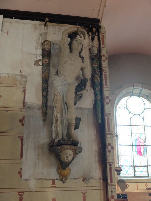 statue et fragment de sa niche : Saint Sébastien