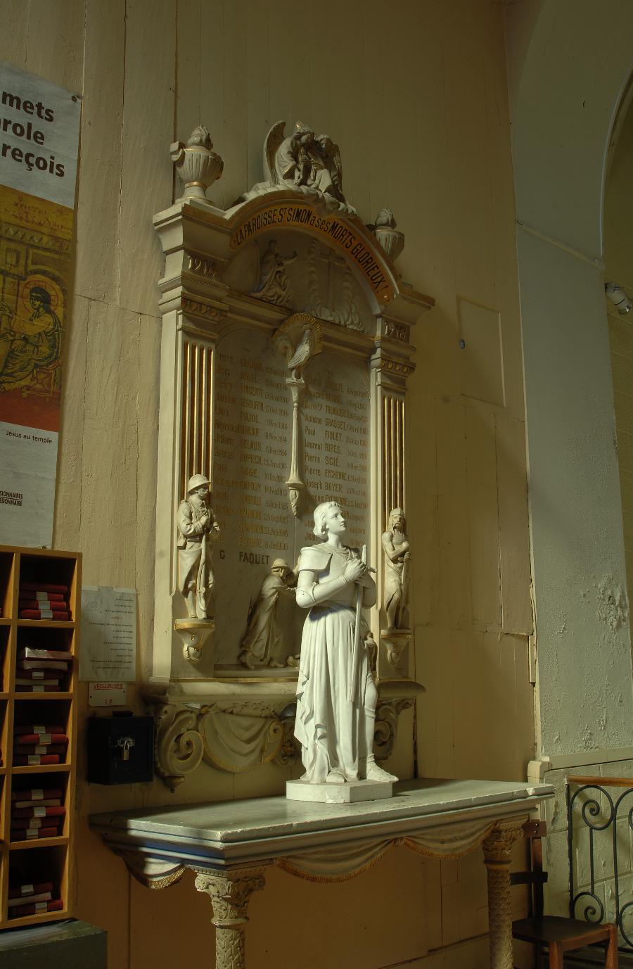 Monument aux morts de la guerre 1914-1918 de l'église de Saint-Simon