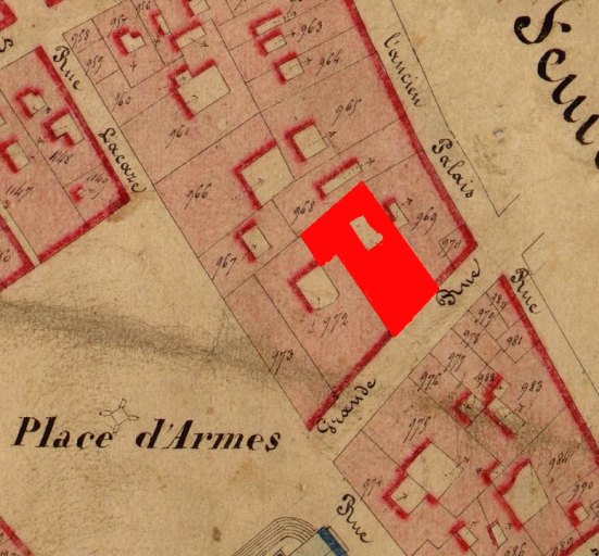 Localisation sur le plan cadastral de 1827.