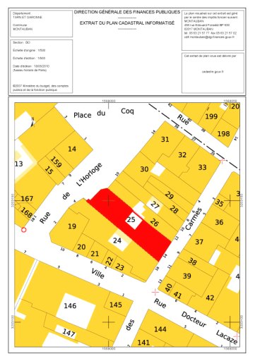 Localisation sur le plan cadastral actuel.