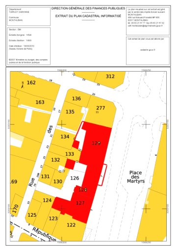 Localisation sur le cadastre actuel.