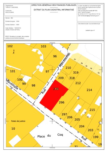 Localisation sur le cadastre actuel.