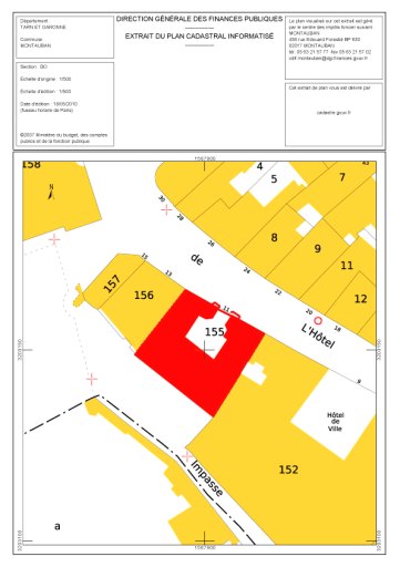 Localisation sur le plan cadastral actuel.