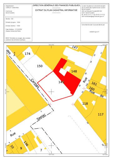 Localisation de l'édifice sur le cadastre actuel.