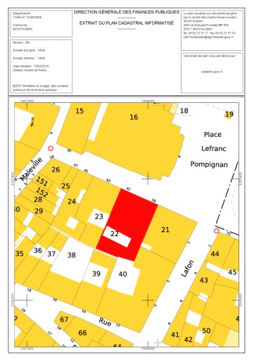 Localisation de l'édifice sur le cadastre de 2009.