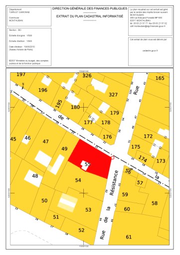 Localisation de l'édifice sur le cadastre actuel.