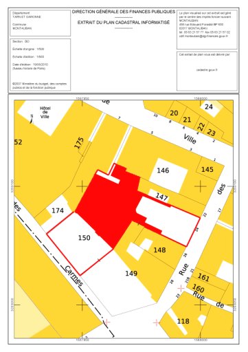 Localisation de l'édifice sur le cadastre actuel.