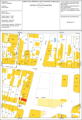 Localisation de la parcelle sur le cadastre de 2015