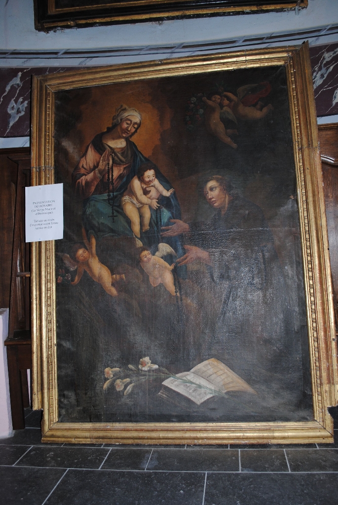 Quatre tableaux : Don du Rosaire, Crucifixion, Enfance de la Vierge et Saint Saturnin