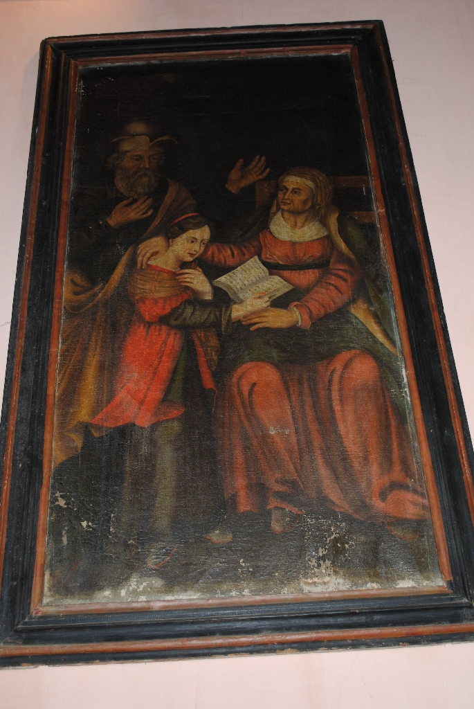 Quatre tableaux : Don du Rosaire, Crucifixion, Enfance de la Vierge et Saint Saturnin