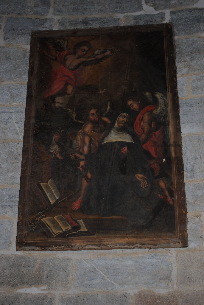 Six tableaux : Quatre moines bénédictins, Saint Louis roi de France et Sainte Scholastique