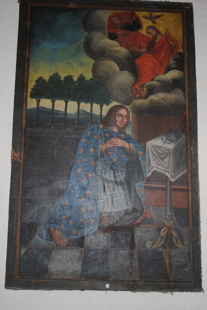 ensemble de six tableaux : Quatre moines bénédictins, Sainte Scholastique, Saint Louis