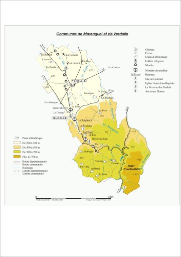 Carte des communes de Verdalle et Massaguel.